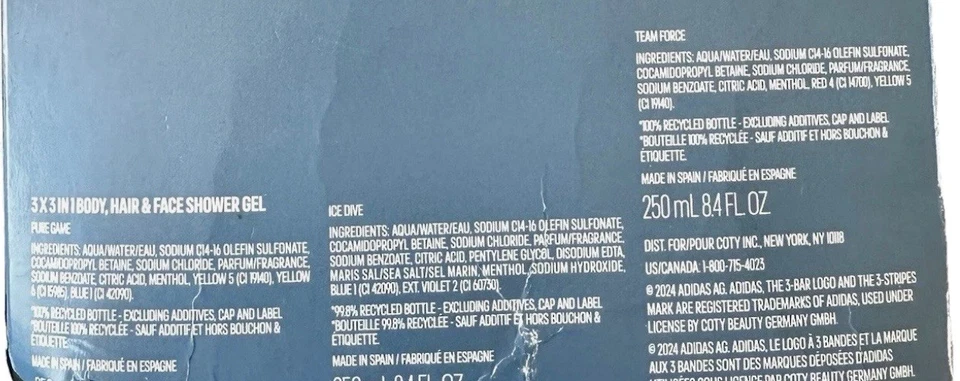 3 Pack Of ADIDAS AFTER SPORT 3 in 1 Hydrating Shower Gel 250ml - Image 2 of 2