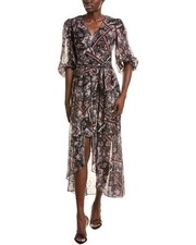 Eliza J Printed Metallic Clip Chiffon Maxi Dress Women's Pink 2