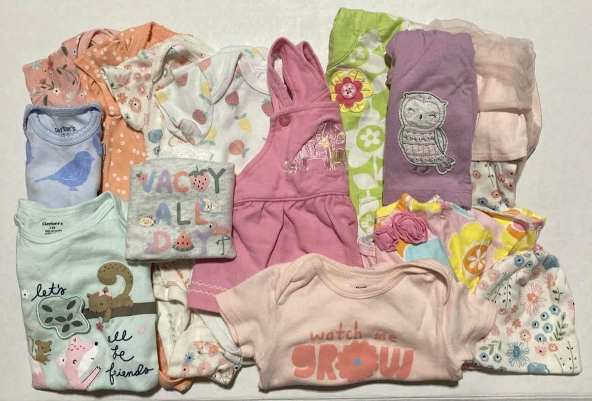 Baby Girl Summer Clothes 3-6 month lot of 14 Carter's, Disney and more