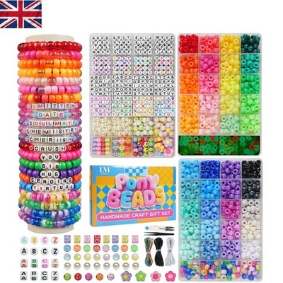 3 Boxen Armband Bastelset - 2400 bunte Pony Perlen hell Bastelset