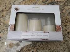 Flameless Pillar Candles Home Set Of 3 Made Of Real Wax