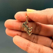 14K Yellow Gold Train Pendant  Solid Gold Jewelry Gift