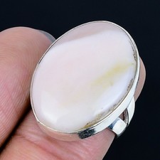 Amazing Pink Opal Gemstone Handmade 925 Sterling Silver Ring Size 6.5