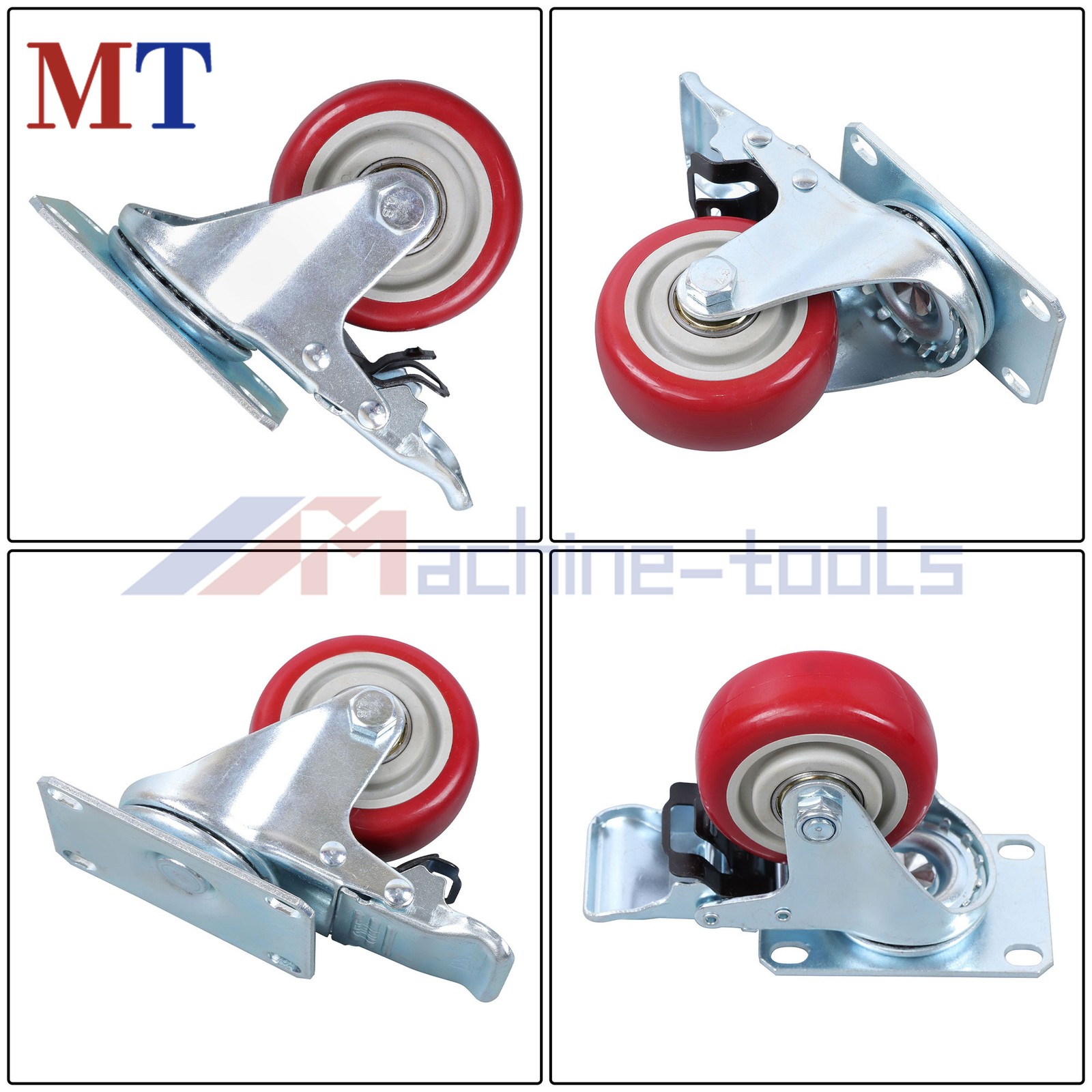 Caster Wheels - 4 Pack 3 Inch Casters Heavy Duty, Locking Industrial Casters
