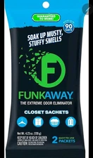 FunkAway Extreme Odor Eliminating Closet Sachet, 3.9 Ounce (2 sachets), Black