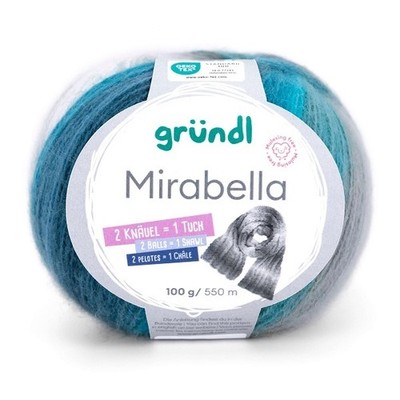 GRÜNDL WOLLE MIRABELLA 100 GRAMM FARBVERLAUF JEANS TÜRKIS GRAU NEU