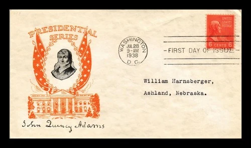 US COVER JOHN QUINCY ADAMS PRESIDENTIAL SERIES FIRST DAY ISSUE SCOTT 811
