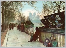 Booksellers Quai Tournelle Scene Paris to Cleveland OH 1959 Postcard 4x6