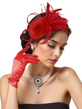 2Pcs 50s Fascinators Hats for Women Wedding Cocktail Flower Mesh Ribbons Feat...