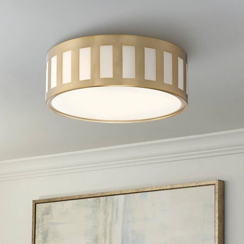 Crystorama Kendal 14" Wide Vibrant Gold Drum Ceiling Light - Picture 1 of 8
