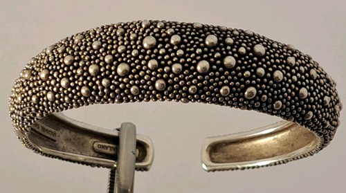 Michael Dawkins Sterling Silver STARRY NIGHT Hinged Cuff Bracelet 7" 43.5 grams - Picture 9 of 11