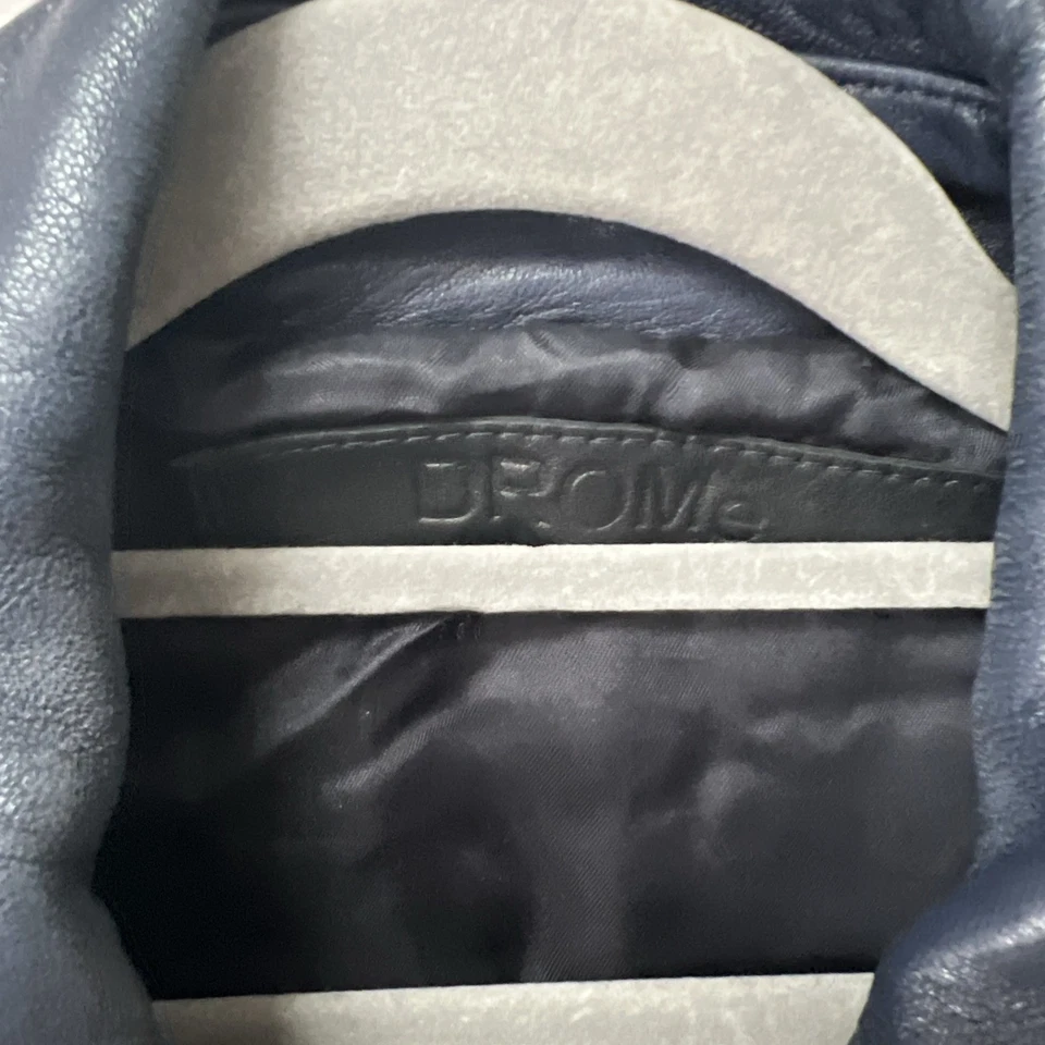 DROMe Leather Jacket Women's Small Blue Navy Biker Full Zip Studded Soft Touch - Image 3 of 4