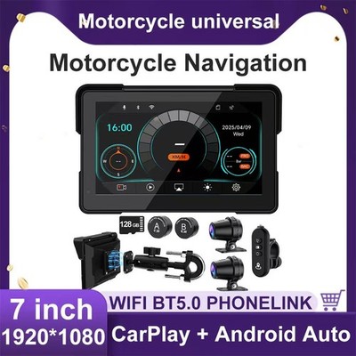 2026 7'' Wireless Motorcycle CarPlay Android Auto Navigation (Includes 128G SD)