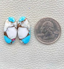 Cotton Candy Pair Kingman Turquoise Oval Cabochon Gemstone 24 Ct F0 297