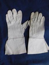 GENDARMERIE VINTAGE : PAIRE DE GANTS A CRISPIN CUIR BLANC / CAVALERIE EMPIRE