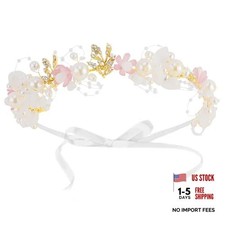 Flower Headband for Women Girls Wedding Wreath Floral Garland Halloween Pink