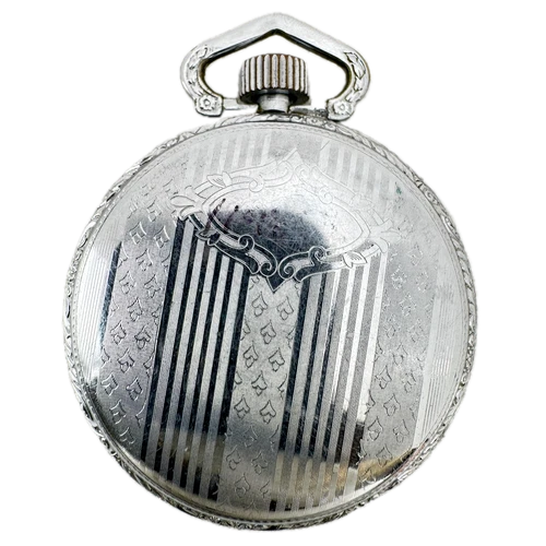 Antique 18s Illinois Spartan Art Deco Open Face Pocket Watch Case Chrome USA