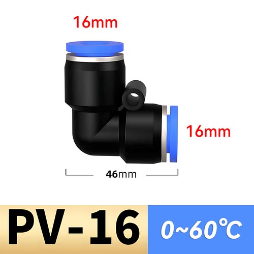 Equal Elbow Connector Pneumatic Push-In Fitting Air. Sizes 4, 6, 8, 10, 12, 16mm - Picture 8 of 8