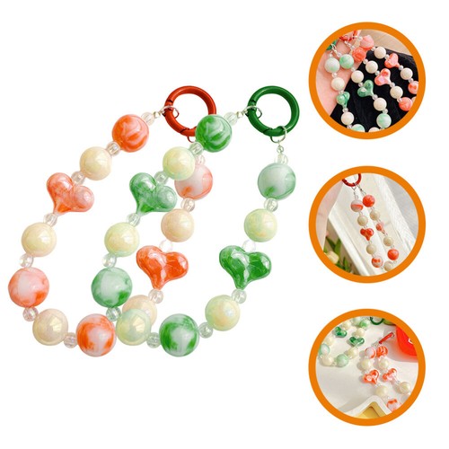 2 Pcs Liebe Kette Schlüsselband Mit Telefonanhänger Handyperlenband - Zdjęcie 5 z 12