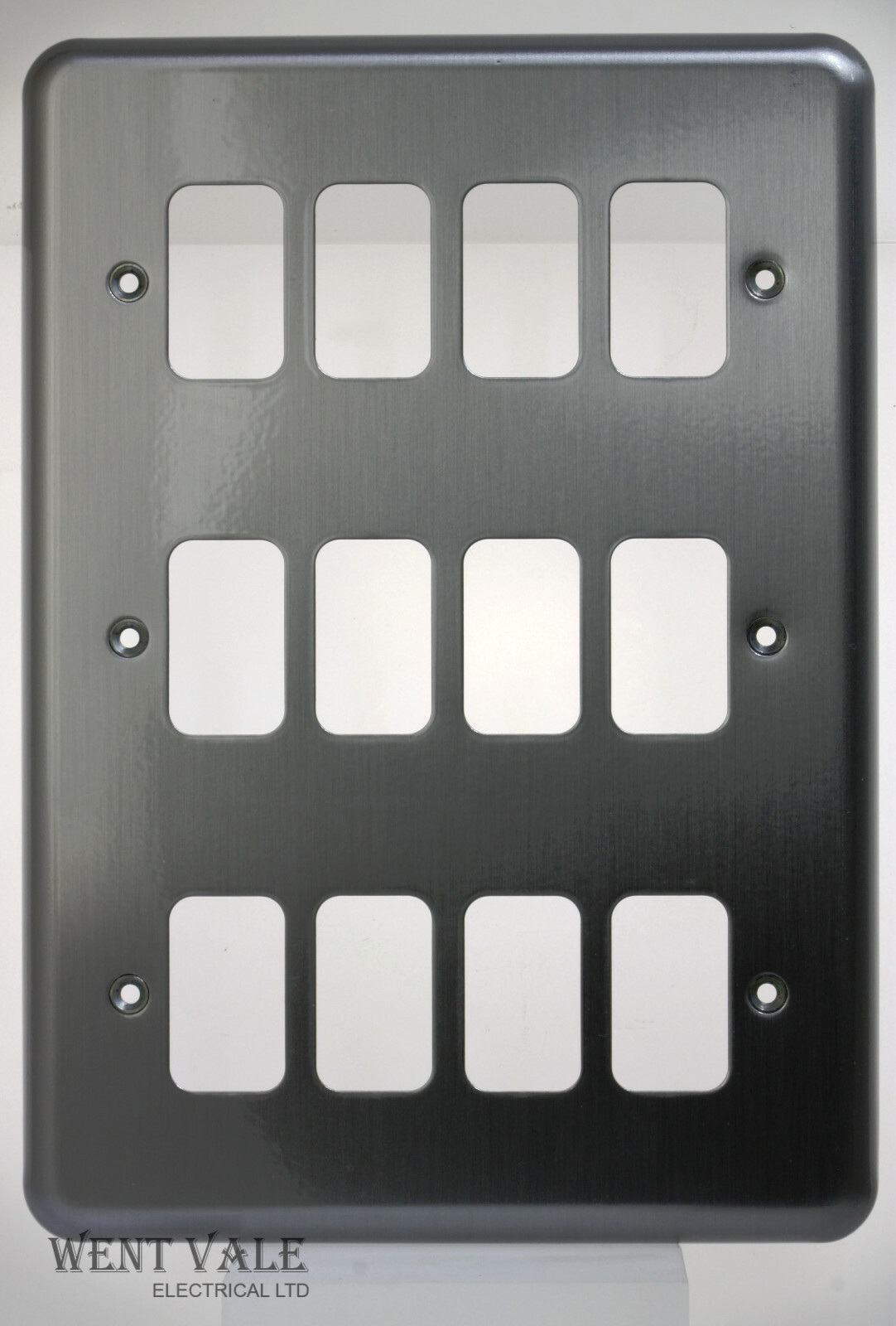 MK Albany/Grid Plus - K3442 MCO - 12 Module Grid Matt Chrome Switch Front Plate