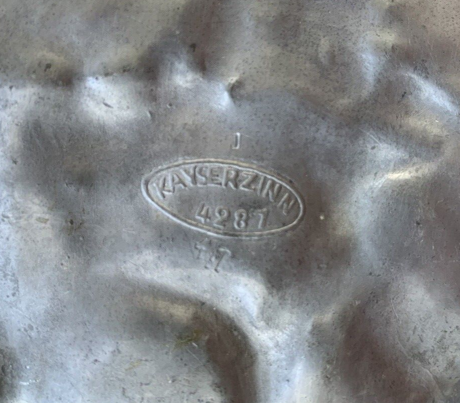 Art Nouveau Kayserzinn 4287 Pewter Footed Heart Shaped Basket 1890