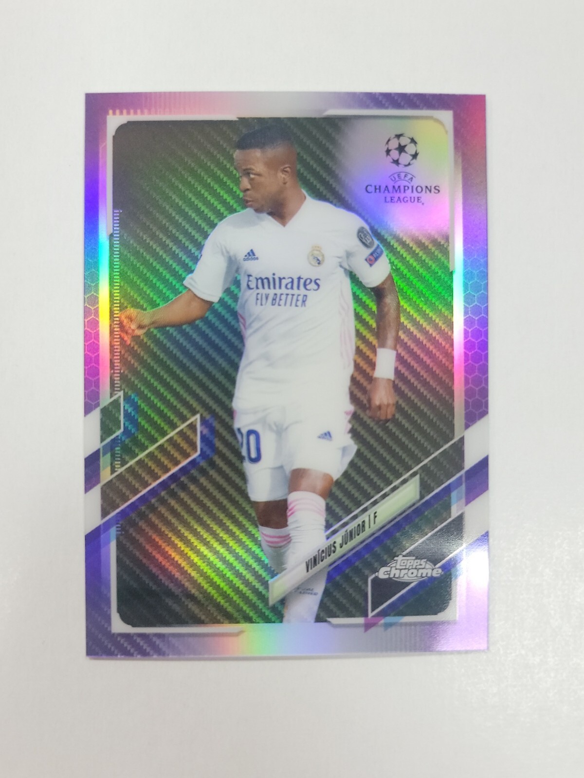 2020-21 Topps Chrome UCL Vinicius Junior Purple Carbon Fiber Refractor #89