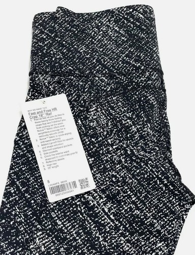 Leggings Lululemon Fast & Free Crop II Nulux 19" en blanco/negro talla EE. UU./2 Reino Unido/6, - Imagen 8 de 12