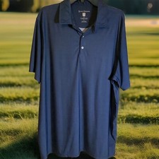 Hickey Freeman Polo Shirt , Size XL Blue Geometric Mens