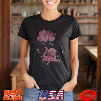 Cute Octopus Hearts Valentine's Day V-Day Funny Valentines T-Shirt