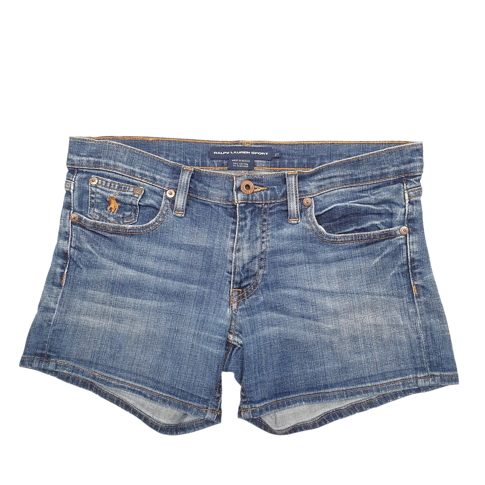 POLO RALPH LAUREN Blue Denim Jeans Cotton Shorts Womens