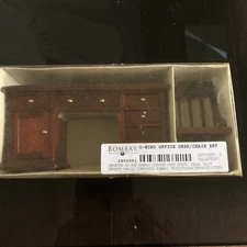BOMBAY CO Wood Pedestal Desk & Bankers Chair w/ rolling casters 1:12 Vintage NIB