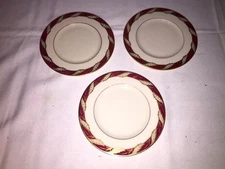 3 Lenox (P-524-R) Bellevue Maroon 6 1/4"  Bread Plates ~ Excellent
