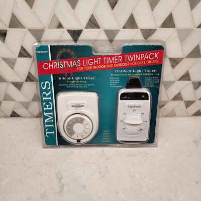 Ingraham Christmas Light Timer's Twin Pack Model 12-806, Indoor & Outdoor NEW