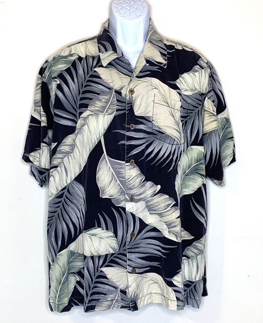 Tommy Bahama 100% Silk Shirt Exotic Palm Leaf Print Hawaii Pattern Menâs XL 113 | eBay