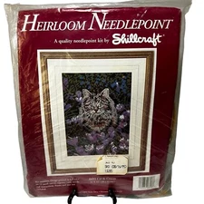 Vintage Shillcraft Heirloom Needlepoint Kit Cats & Crocus #6693 11"x16" NIP 1995