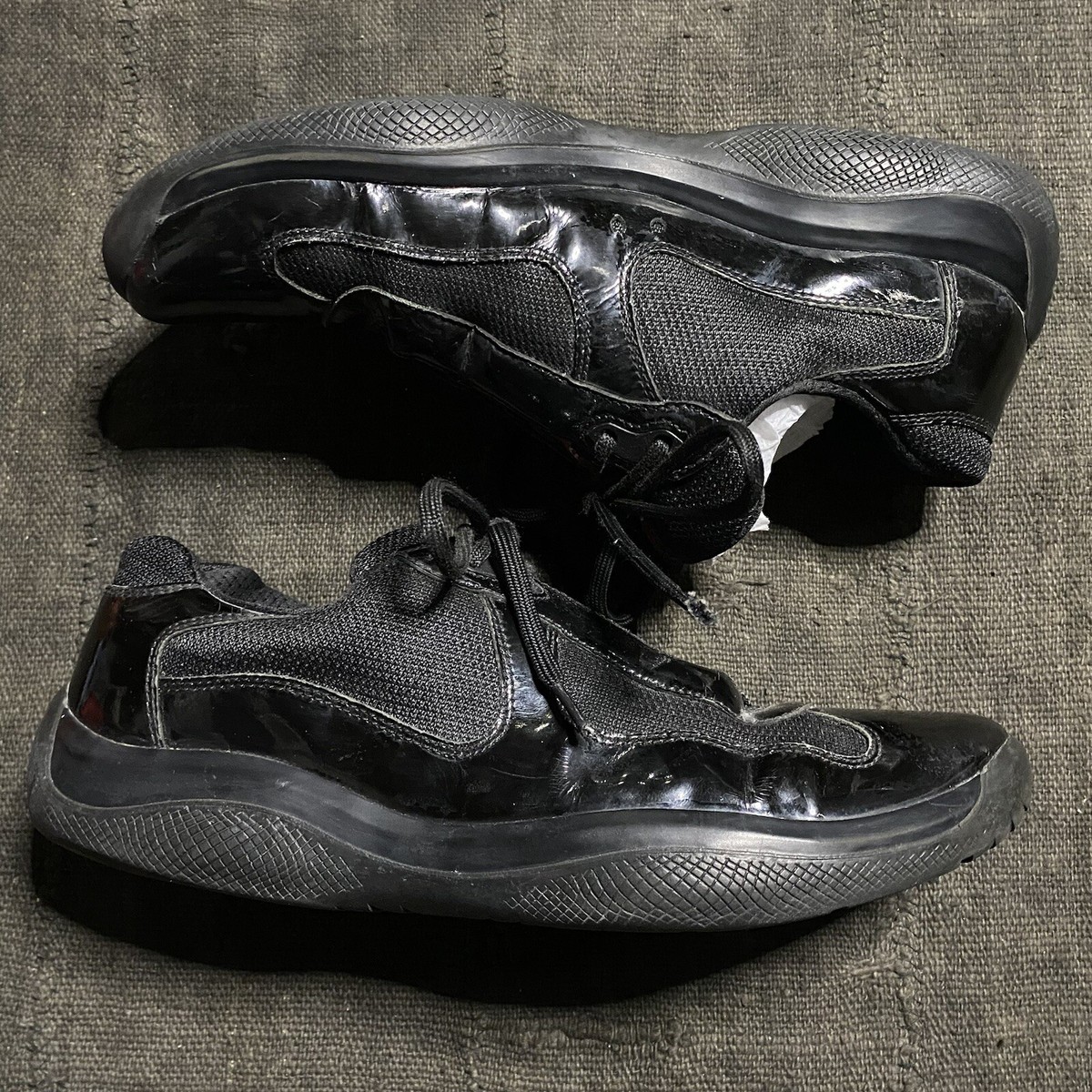 Prada America's Cup Sneakers Black Low Top Patent Leather Prada America's Cup Sneakers Black Low Top Patent Leather