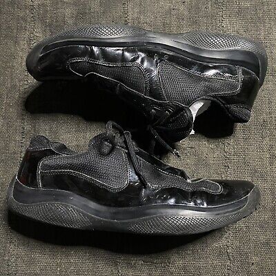 Prada America's Cup Sneakers Black Low Top Patent Leather Prada America's Cup Sneakers Black Low Top Patent Leather