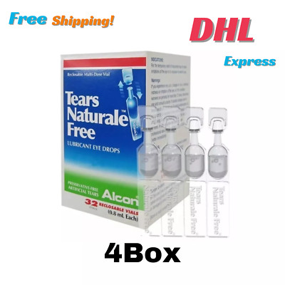 4X ALCON Tears Naturale Free 32 Vial 0.8ml Lubricant Eye Drops Reliever -Express