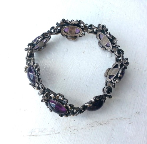 Schönes älteres Armband Trachenarmband 925 Silber, 7 Amethyst Cabochons, 17,5 cm - Bild 13 von 21