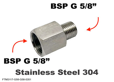BSP G 5/8'' Female to BSP G 5/8'' Male Stainless Sensor Adaptor Fitting Conversion