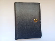 Chaumet PARIS PASSPORT ID HOLDER wallet Midnight blue with black pearl inlay NEW