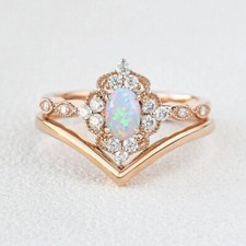 Natural Fire Opal Ring, 14k Gold Ring, Opal Diamond Ring, Opal Burma Ruby Ring, 
