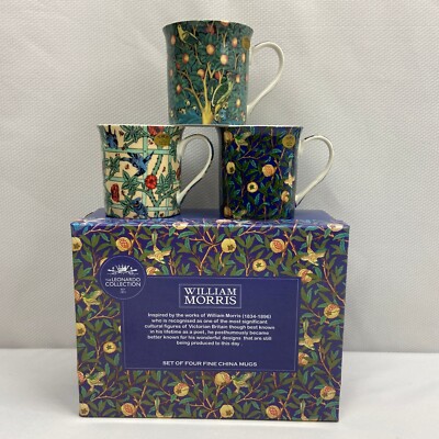 William Morris Leonardo Collection Set of Three China Mugs Birds New in Box