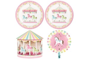 Pastel Coloured Carousel Baby Shower Party Range Tableware
