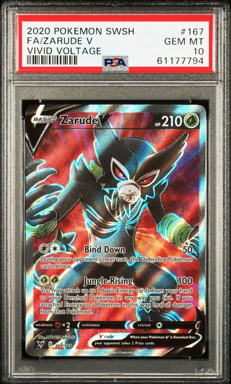 Pokemon Vivid Voltage PSA 10 Zarude V #167 Full Art