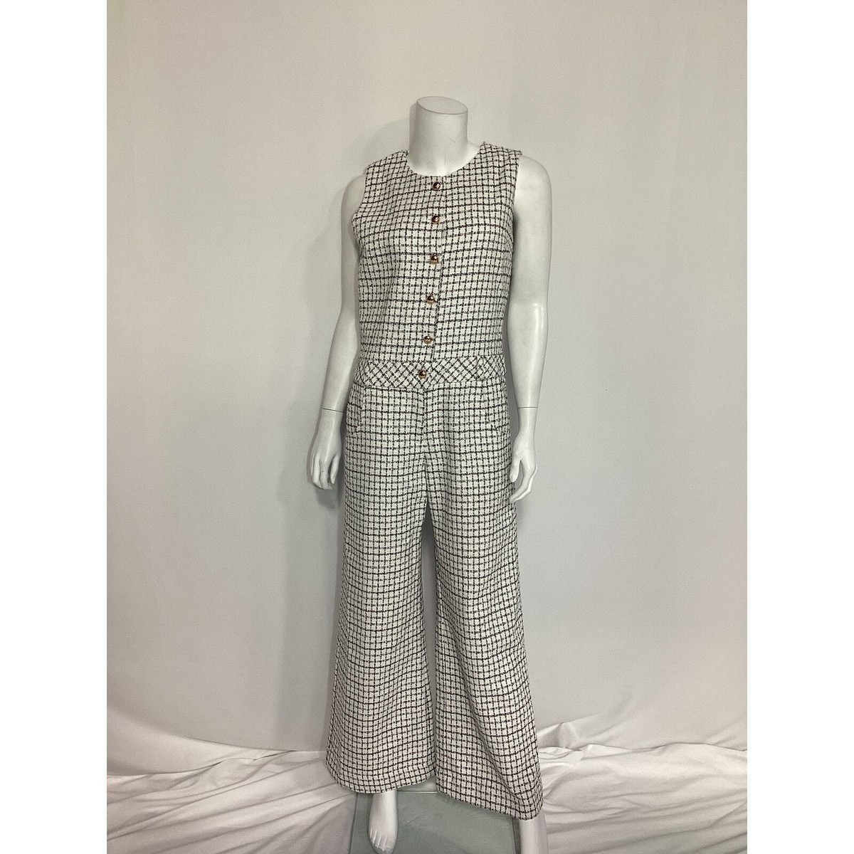 【PORTERNA】Your tweed jumpsuit Tailored Jumpsuit With Tweed Vest | Jumpsuit | Donna Karan
