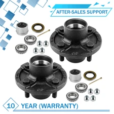 2PK Trailer Hub Kit 4 Bolt 4 for 2000 LBS Axle 4 Lug Trailer Hub Fits 1" Spindle