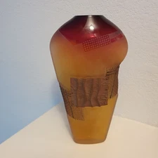 Glass Vase 11.75" Tall by Celestial Art Glass - Decorative Art Glass!