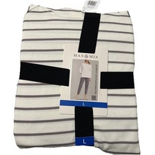 Women's Waffle Knit Pajamas Lounge Set Large Sleepwear Striped