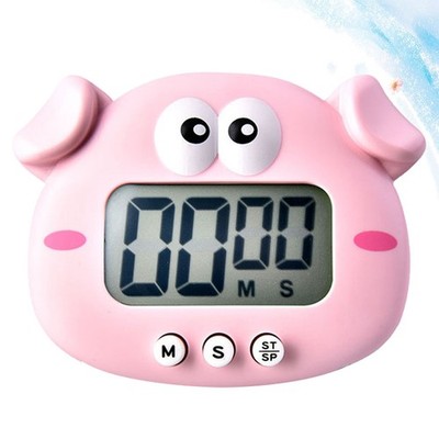 1Pcs Reusable Pink Electronic Kitchen Timer Pig Shape Cute Time Manager for Home